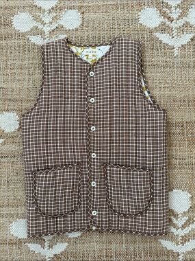 Mabo Kids Brown Plaid Quilted Vest